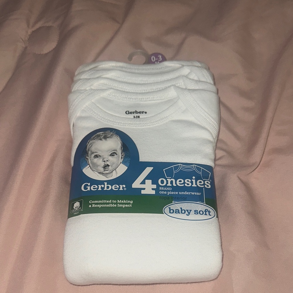 Gerber White Baby Onesies 4-Pack